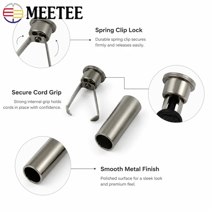 50Pcs Meetee 20mm Zinc Alloy Rope End Stopper Cord Lock Cap Hanging Bell Buckle for Bag Shoes Garment Lanyard Craft Accessories