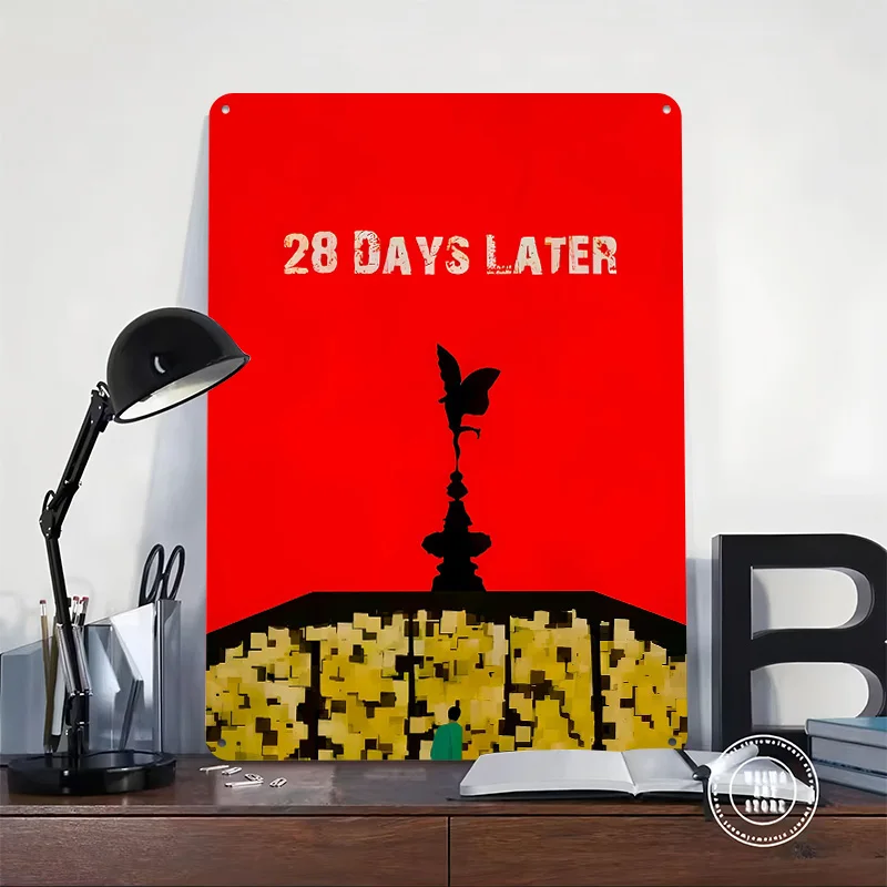 28 Days Later 3D Printed Texture Poster Personalized Wall Art Retro Metal Tin Signs for Luxury Decoration Home Decor Accessories