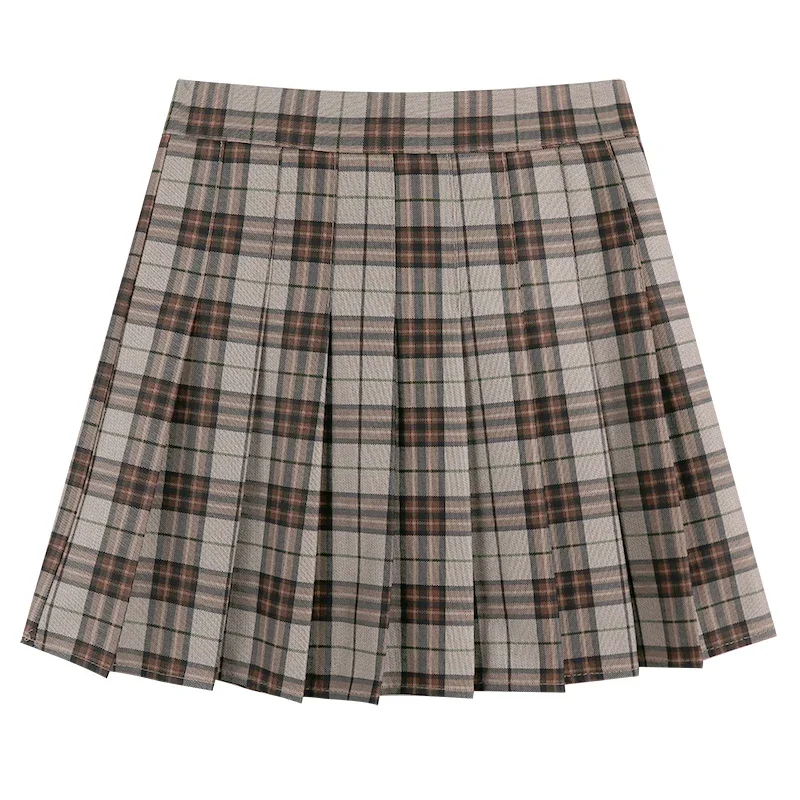 Korean Style Plaid Pleated Skirt Female Spring and Autumn High Waist Thin A-line Short Student Woolen 2022 NewSummer Skirts