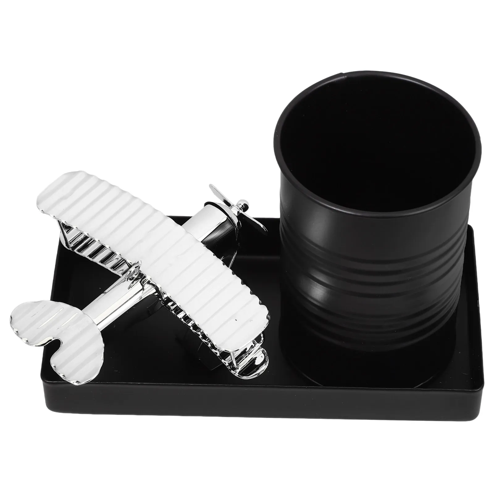 Retro Airplane Pen Holder Metal Desk Organizer for Pens Pencils Makeup Brushes Iron Pencil Cup Vintage Office Decor Aesthetic