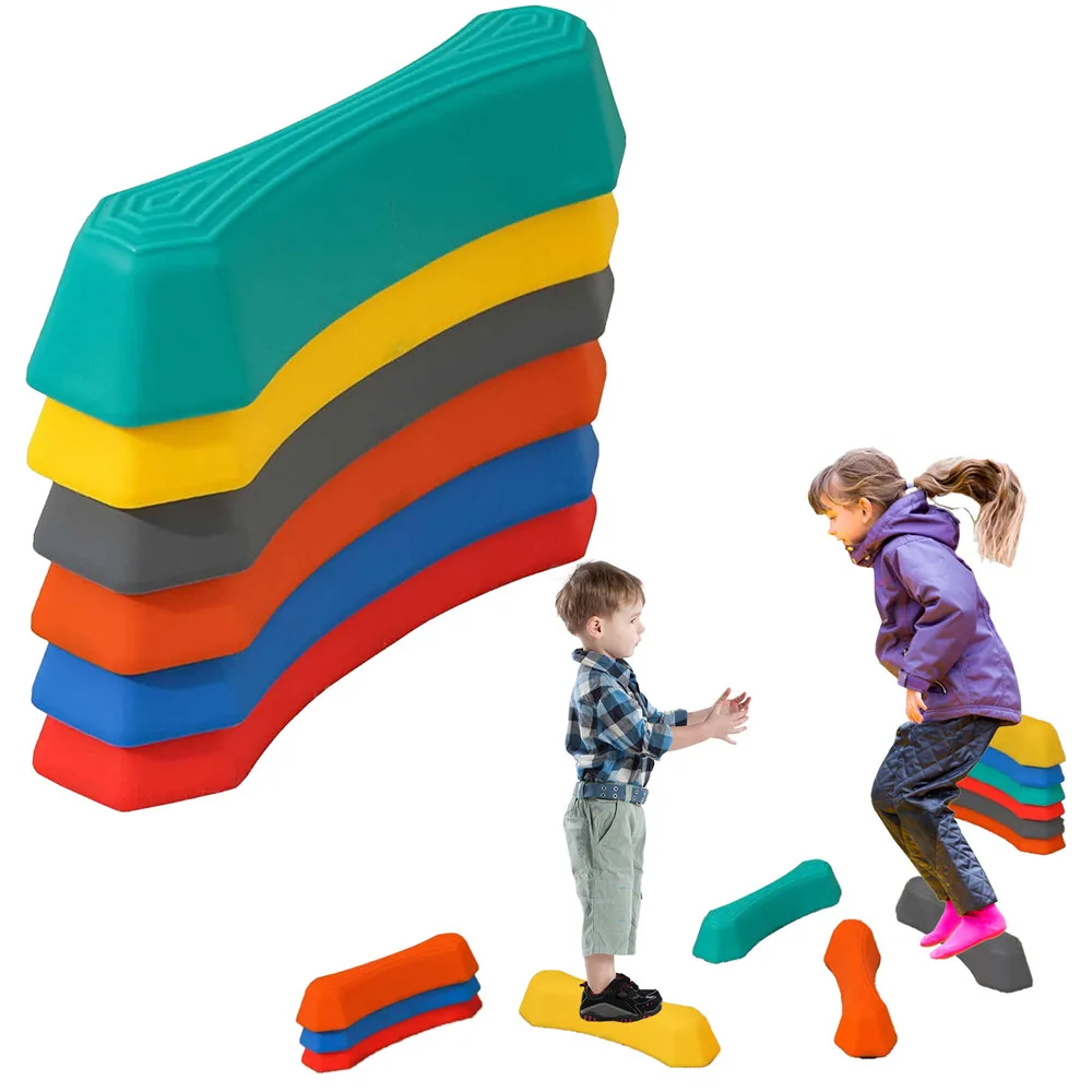 Kids Stepping Stones Balance Non-slip Balancing Stones for Fun Play Portable Obstacle Course Step Stones for Sensory Playground