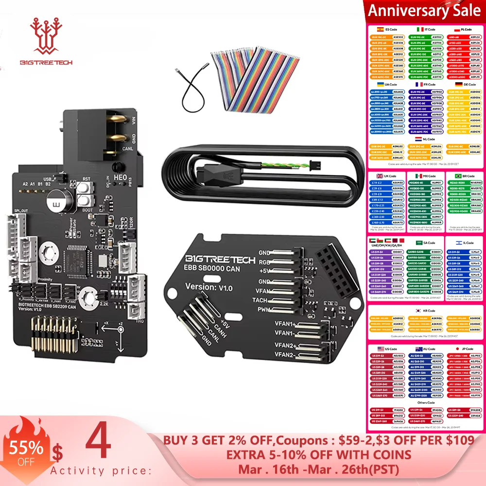 BIGTREETECH EBB SB2209 CAN/USB Board Hi-Speed Onboard Driver Accelerometer CAN/USB Communication For VORON StealthBurner Klipper