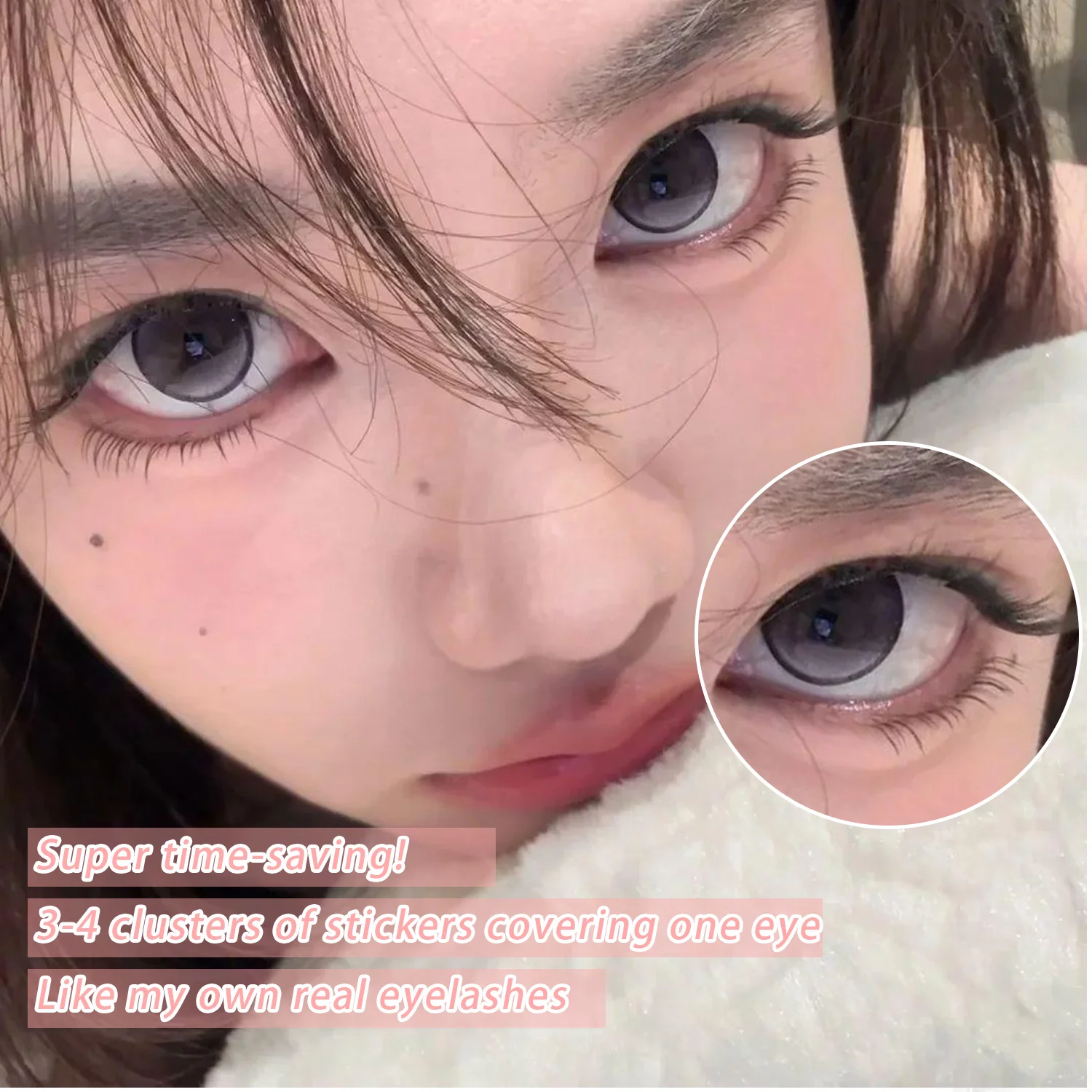 110 Stück selbstklebende Wimpern im dreifachen Fischschwanz-Stil, extrem feiner schwarzer Stiel, künstliche Wimpern, klar, transparent, natürlicher Look – Detail 6