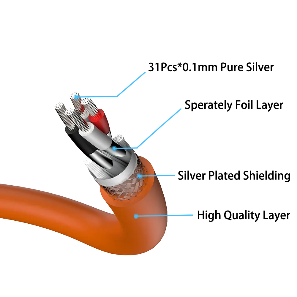 Audiocrast A88 plata pura 4 núcleos XLR cable RCA equilibrado cable USB tipo C plata pura
