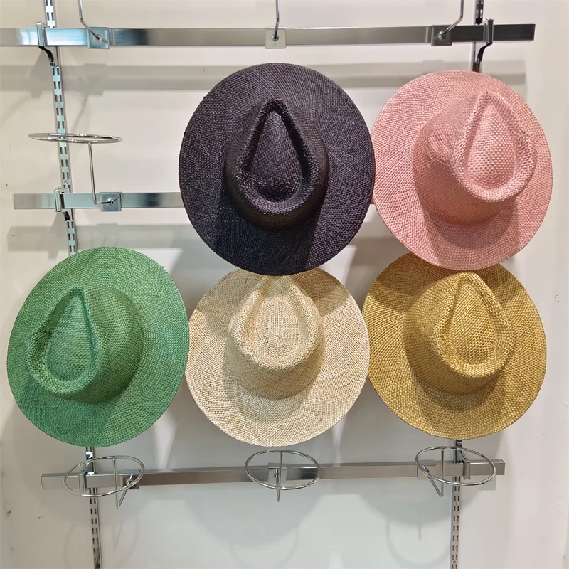 Women's hat treasure grass material summer beach hat dyed men's jazz straw hat outdoor travel beach wide brim sun hat bikini hat