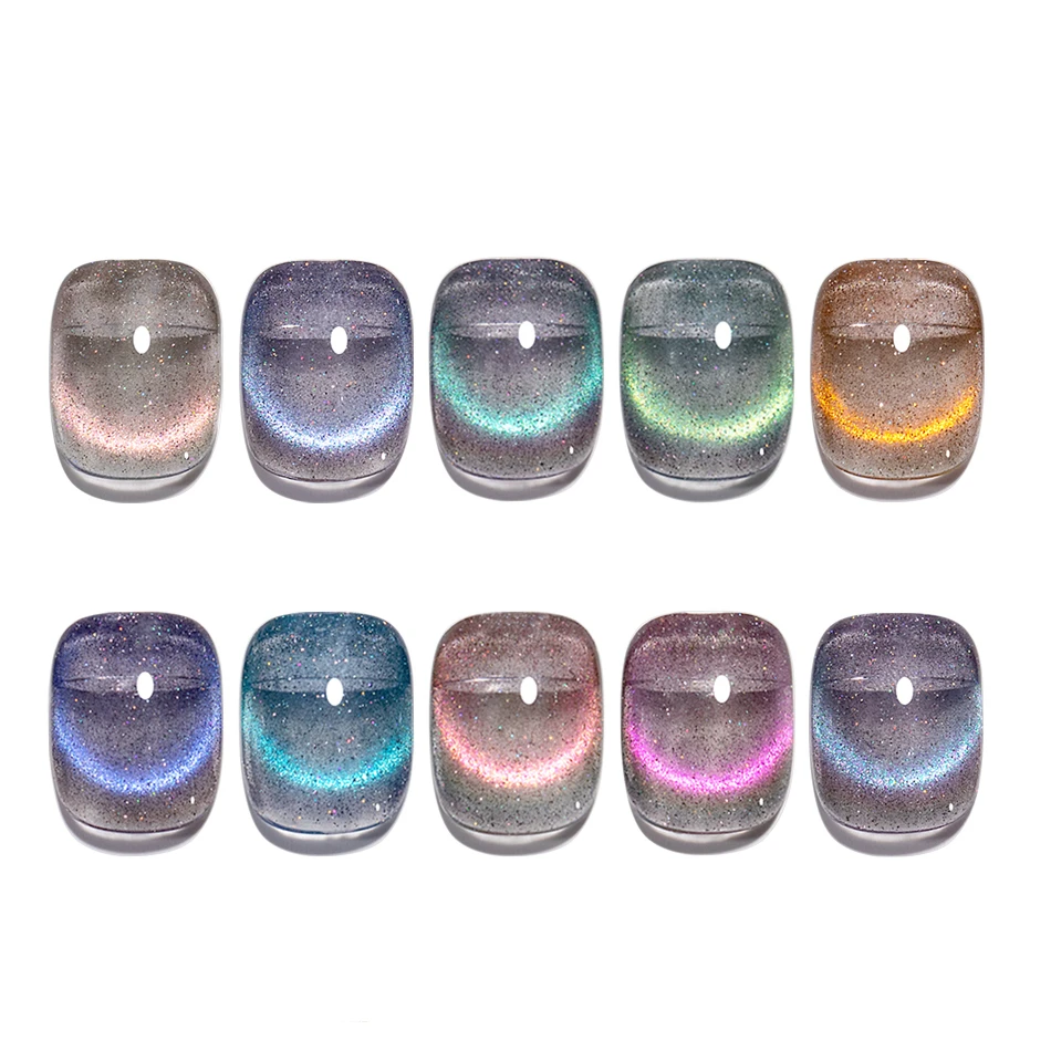 Doolingdai 12 Colors Sheer Glitter Cat Eye Gel Polish Set, Magnetic Aurora Glaze UV LED Soak Off, 3D Shimmer Sparkle Effect, Long Lasting DIY Nail Art Salon Manicure