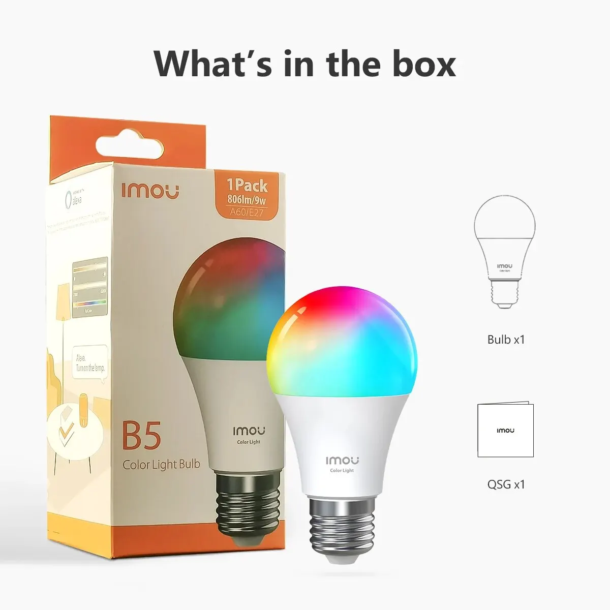 IMOU Wi-Fi RGB Bulb Smart Control Lamp Base Dimmable Light Led Lamp Bombilla Colorful Changing Bulb Led 220-240V/110V 9W