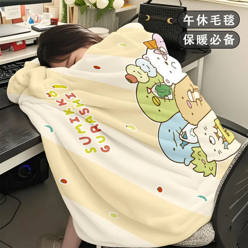 Plush Flannel Cartoon Cute Blanket Soft Warm Dorm Office Sofa Nap Throw Cozy Lightweight Portable Travel Gift Machine Washable