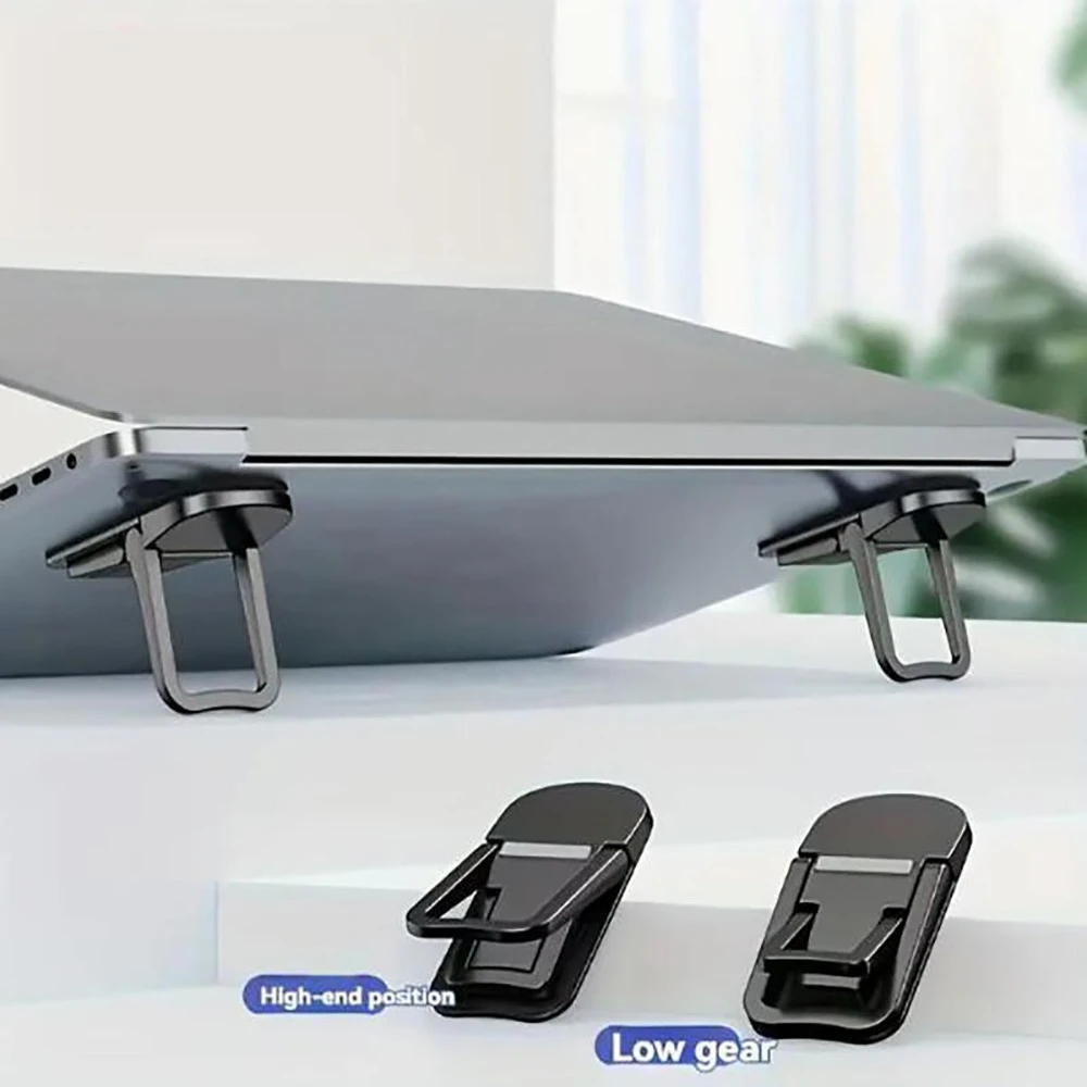 Juego de 2 Soportes Plegables para Laptop, Mini Soporte Invisible Portátil para Notebook con 2 Ángulos Ajustables, Autoadhesivo para Laptop y Tablet