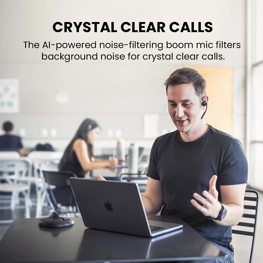 Lingo N21 - سماعة رأس لاسلكية مفتوحة الأذن مع ميكروفون ومرشح للضوضاء وقاعدة شحن، سماعات بلوتوث 5.3 للكمبيوتر الشخصي