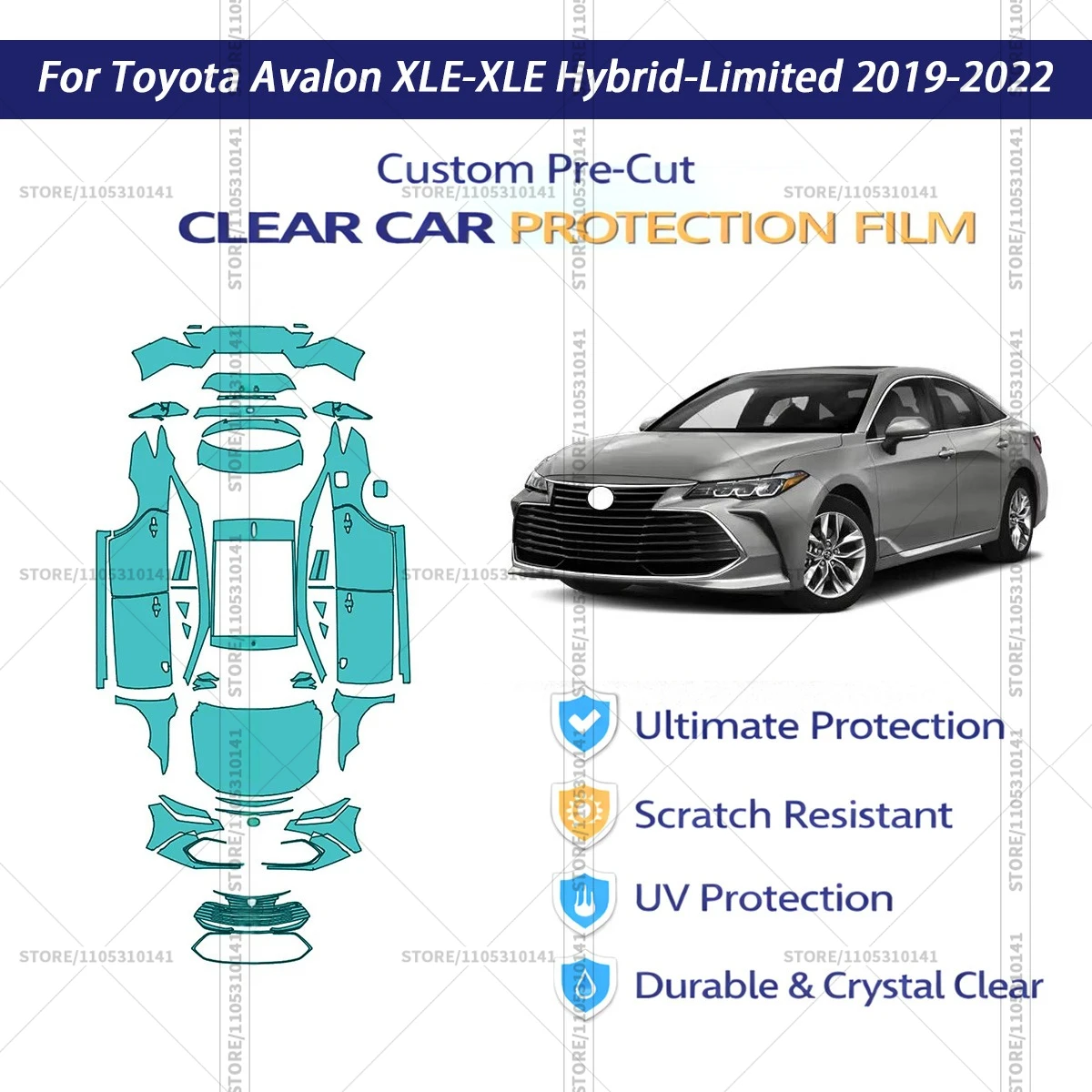 For Toyota-Avalon-XLE-XLE-Hybrid-Limited-2019-2022 Pre-Cut Paint Protection Film PPF Transparent Car Film Automotive PPF