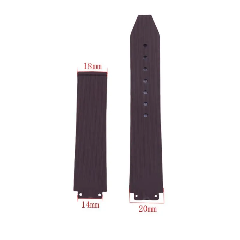 20mmx14mm women's rubber watch strap accessories compatible for Hublot Quartz Fusion sports Silicone bracelet 18mm strap buckle