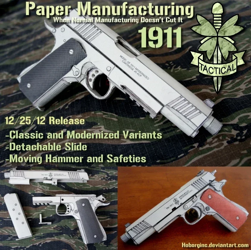 

3D бумажная модель пистолета 1911, сделай сам, головоломка, ручная игрушка из бумажных изделий