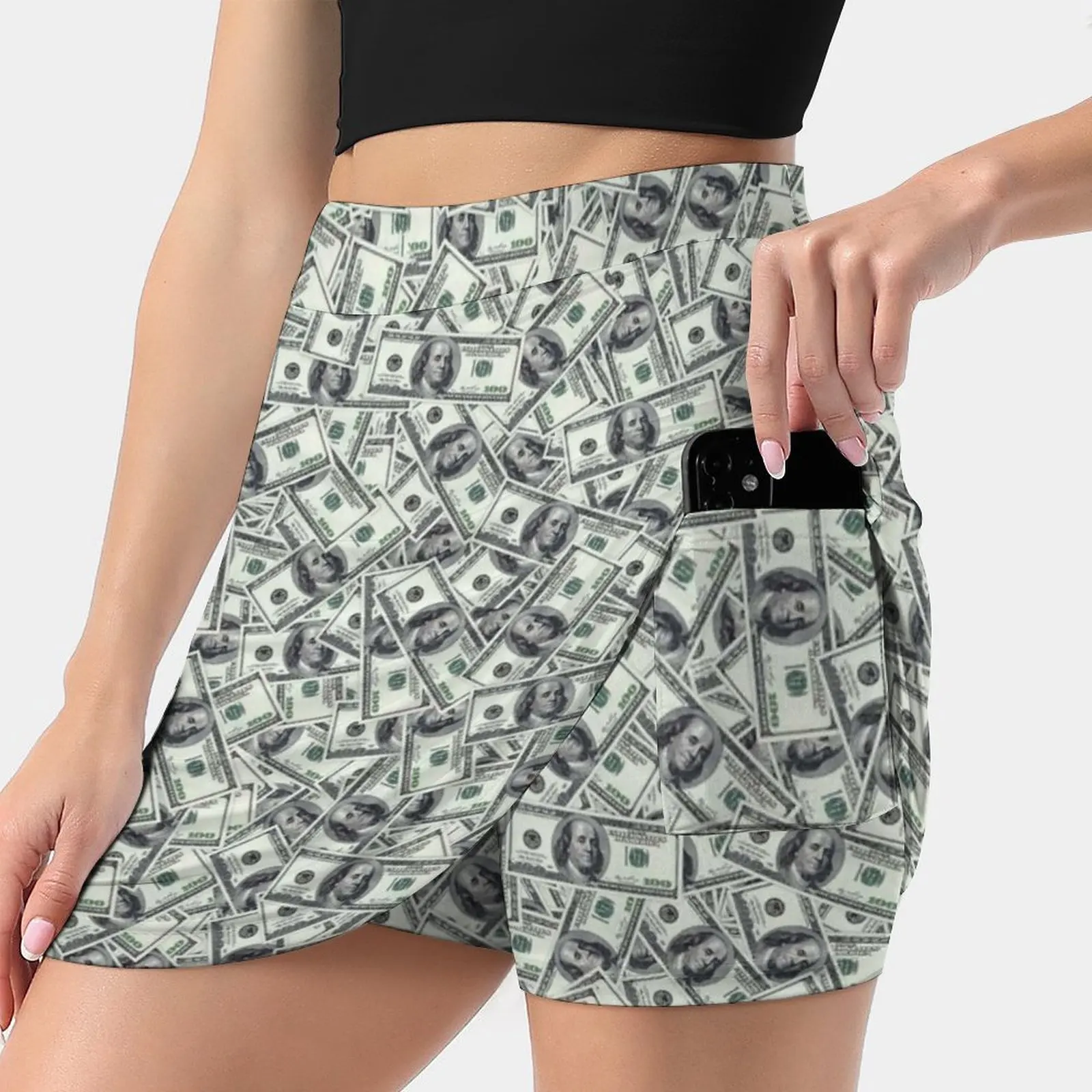 

Giant Money Background 100 Dollar Bills Korean Fashion Skirt Summer Skirts For Women Light Proof Trouser Skirt Hundred Dollar