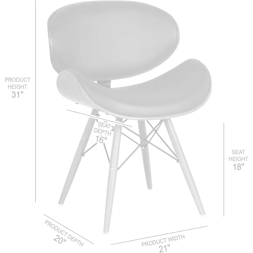 كرسي طعام كاسي من أرمين ليفينج - جلد صناعي أسود مع خشب الجوز، الأبعاد 20 × 21 × 31 بوصة
