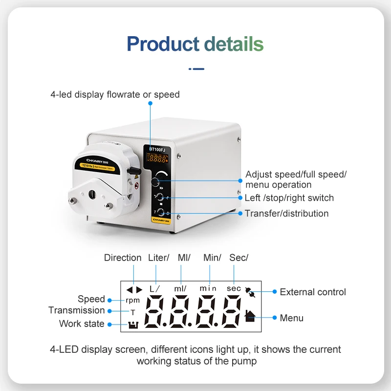 CHONRY BT100FJ 100rpm peristaltic pump 1000ml Dosing And Popular Peristaltic Pump For Grease Dispenser