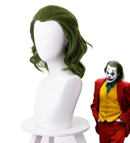 Origin Movie Clown Wig Cosplay Costume Joaquin Phoenix Arthur Fleck Curly Green Heat Resistant Synthetic Hair