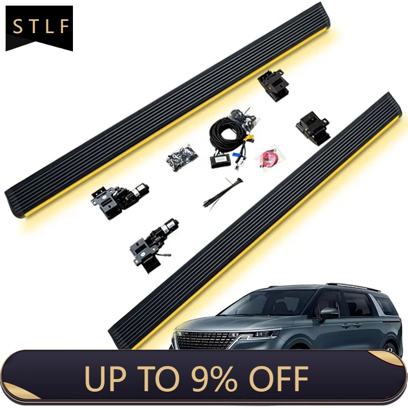 

Electric Running Boards Wear Resistant Anti-Pinch Waterproof Automatic Power Side Step LED Light For Carnival 2021+ with Carry B