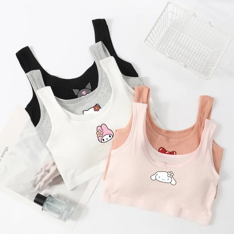 

Kawaii Hello Kitty Lingerie Student Pure Cotton Tank Top Printed Girls Bra Sweetheart Girls Student Home Goods Wholesale