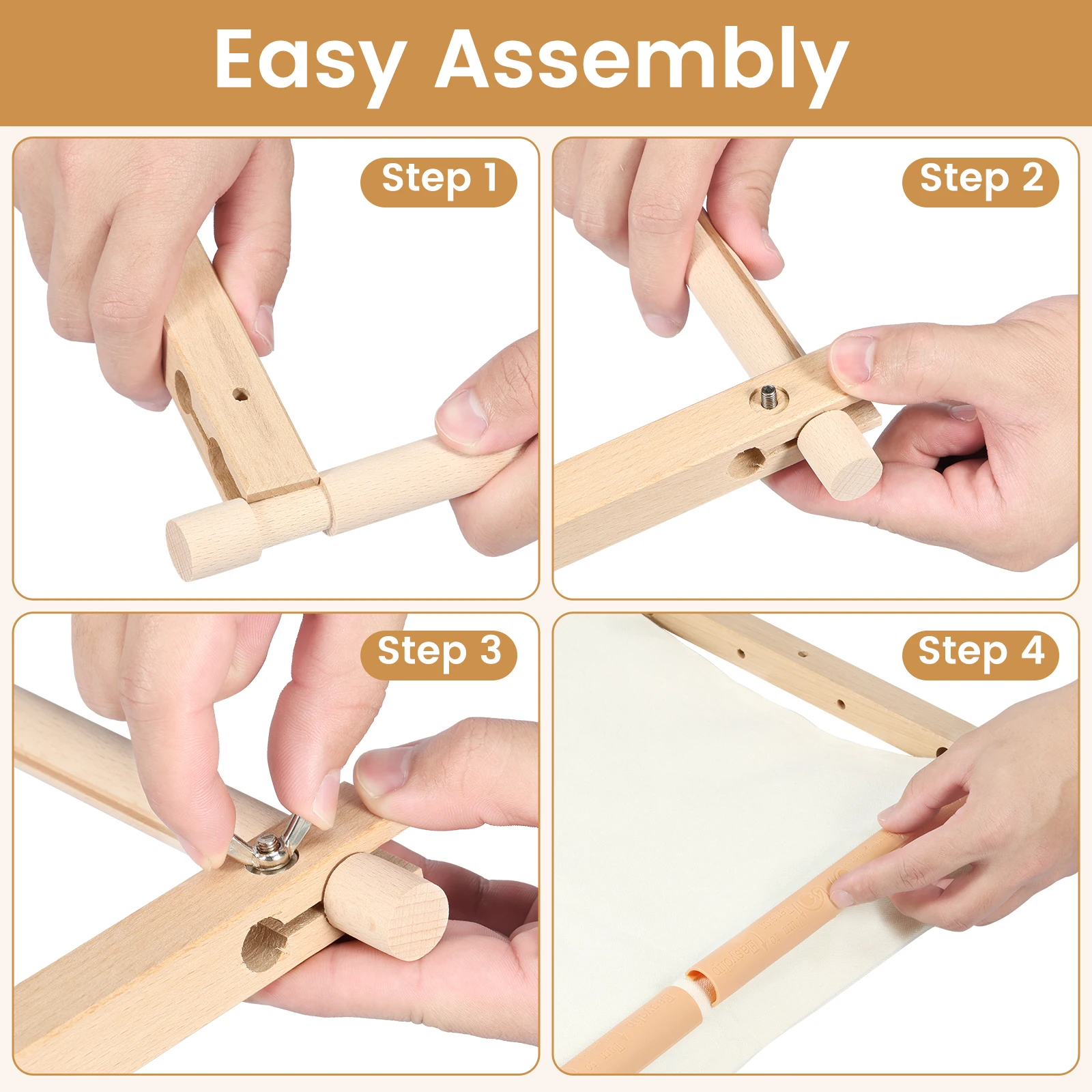 Picture 5: Adjustable Embroidery Scroll Frame Wooden Cross Stitch Scroll Frame Rotated Needlepoint Embroidery Tapestry Scroll Frame