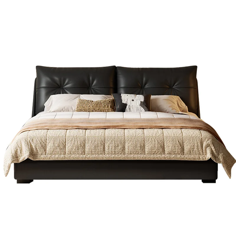 

Italian style, minimalist, cloud, storage, leather bed, light luxury, soft bag, double