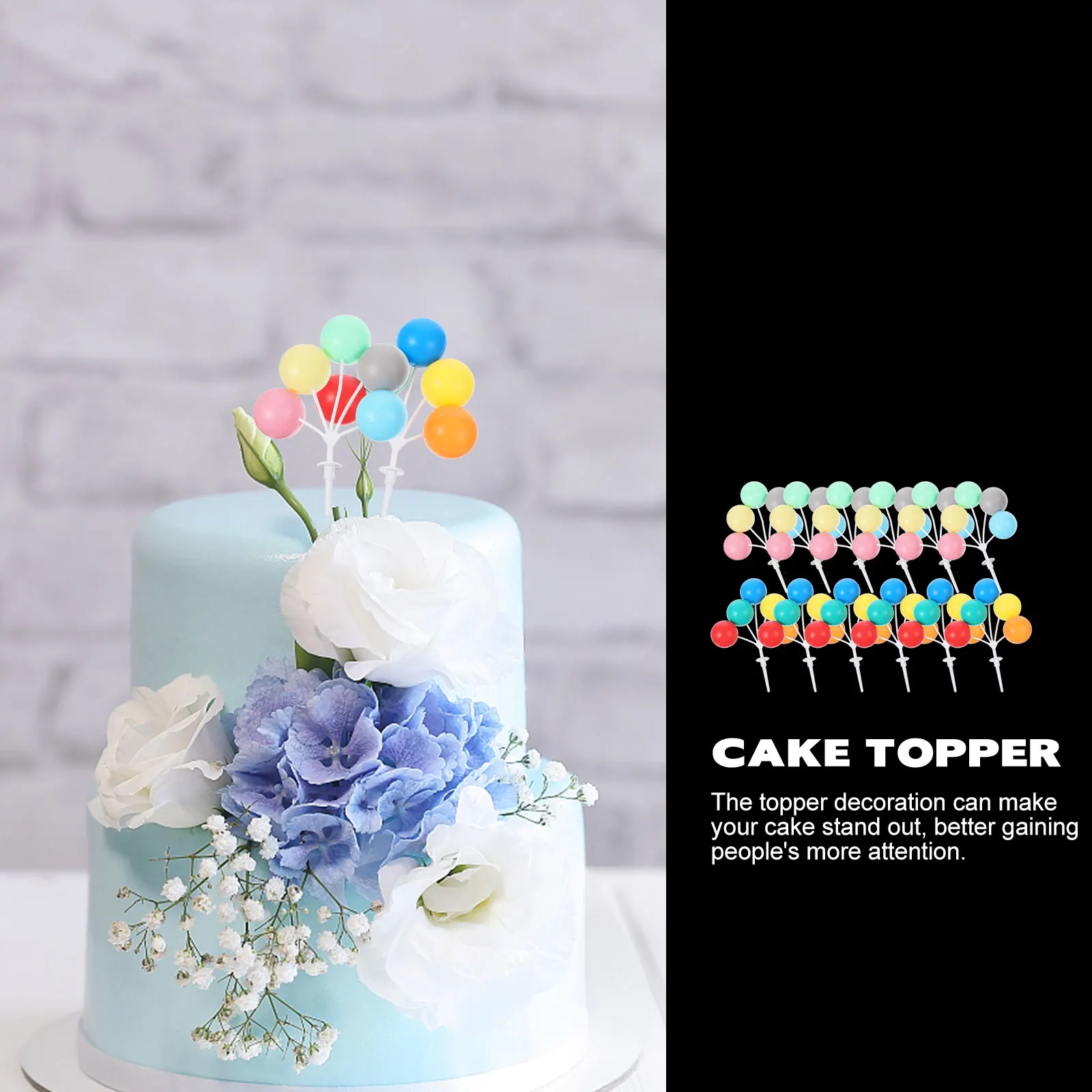 

12Pcs Kids Bear Balloon Cake Picks Colorful Durable Birthday Cake Decoration Party Cupcake Topper Creative Dessert Insert