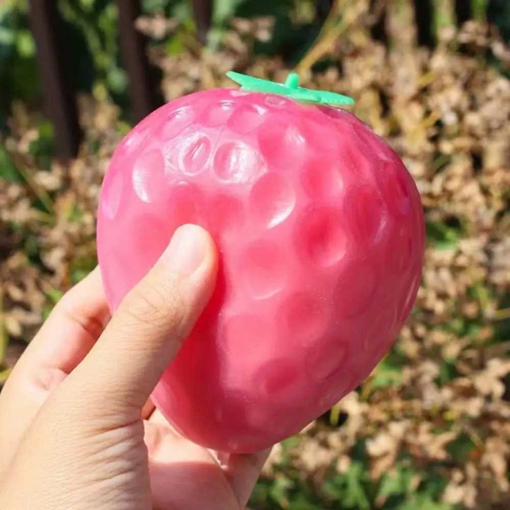 Mainan Remas Stroberi Berubah Warna Simulasi, Mainan Sensorik, Mainan Fidget, Mainan Penghilang Stres, Boneka TPR Anak, Boneka Lucu