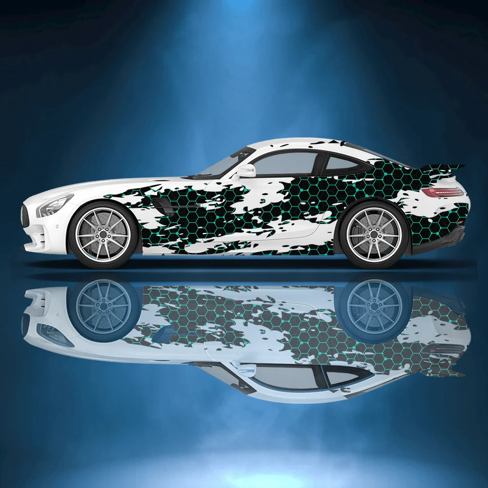 Geometric Abstract Honeycomb Patterned Car Stickers Full Body Wrap Decal Decorative Scratch Protection Automotive