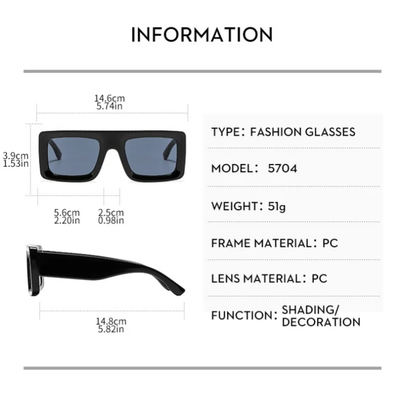 نظارات شمسية مربعة كاجوال عصرية للنساء والرجال بتصميم أصلي نظارات شمسية ظلال UV400 #5