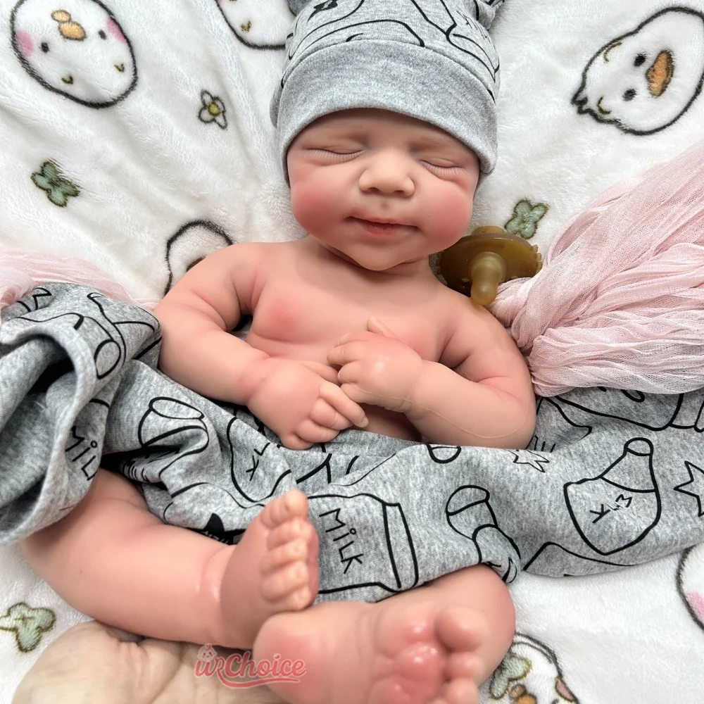 Boca aberta 47cm Pascale corpo inteiro silicone renascido menina/menino com a pele pintada boneca toque suave lavável para o presente de aniversário crianças brinquedo