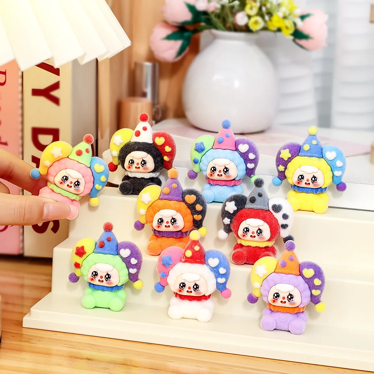 9Pcs/Set Creative Circus Clown Costumes Doll Desk Ornaments Kawaii Cute Mini Action Figure​ Desk Room Decor Gifts for Friends