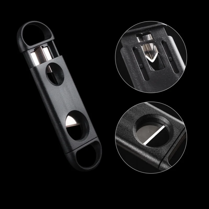 Dual Purpose V-Cut Cigar Cutter, Portable Stainless Steel V Shaped Cigar Punch Cutter Sharp Cigar Tip Cutter Smoking Tool
