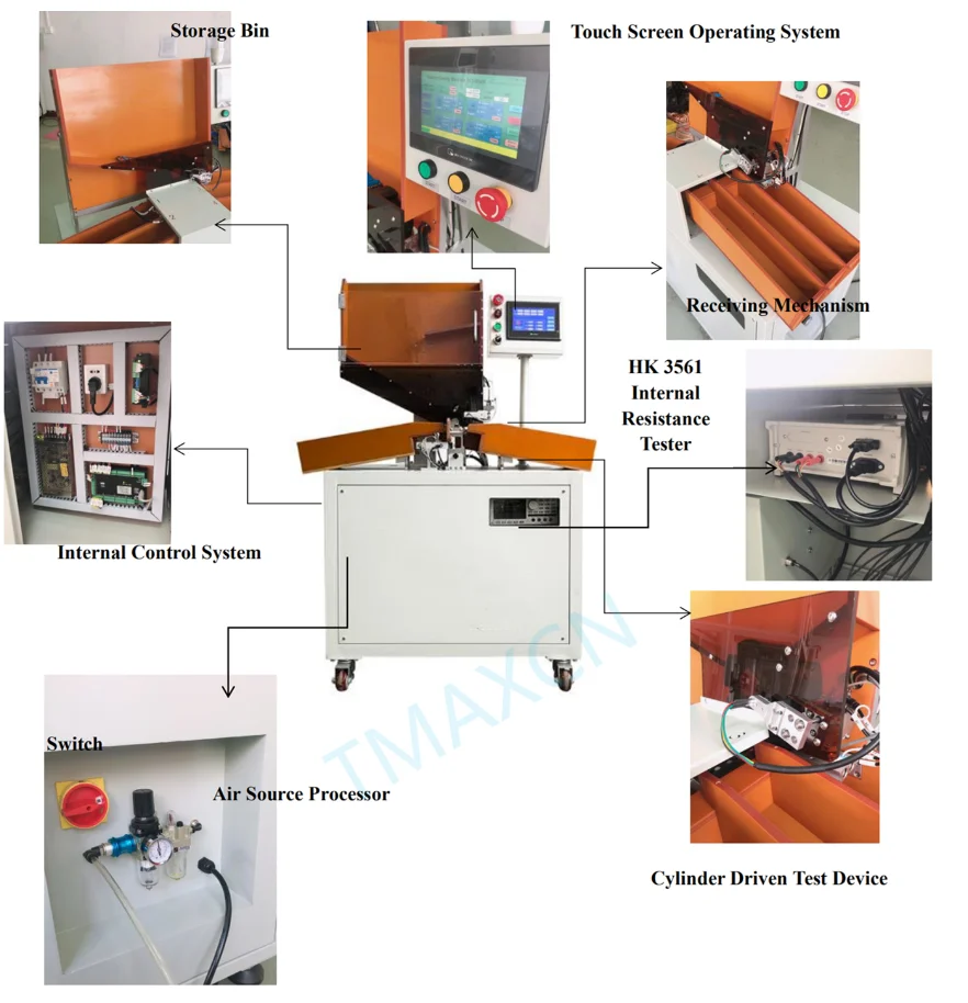 5-kanaals IR-spanningstester Cilindrische celvermogen Batterijpapier Sorteer- en sorteermachine