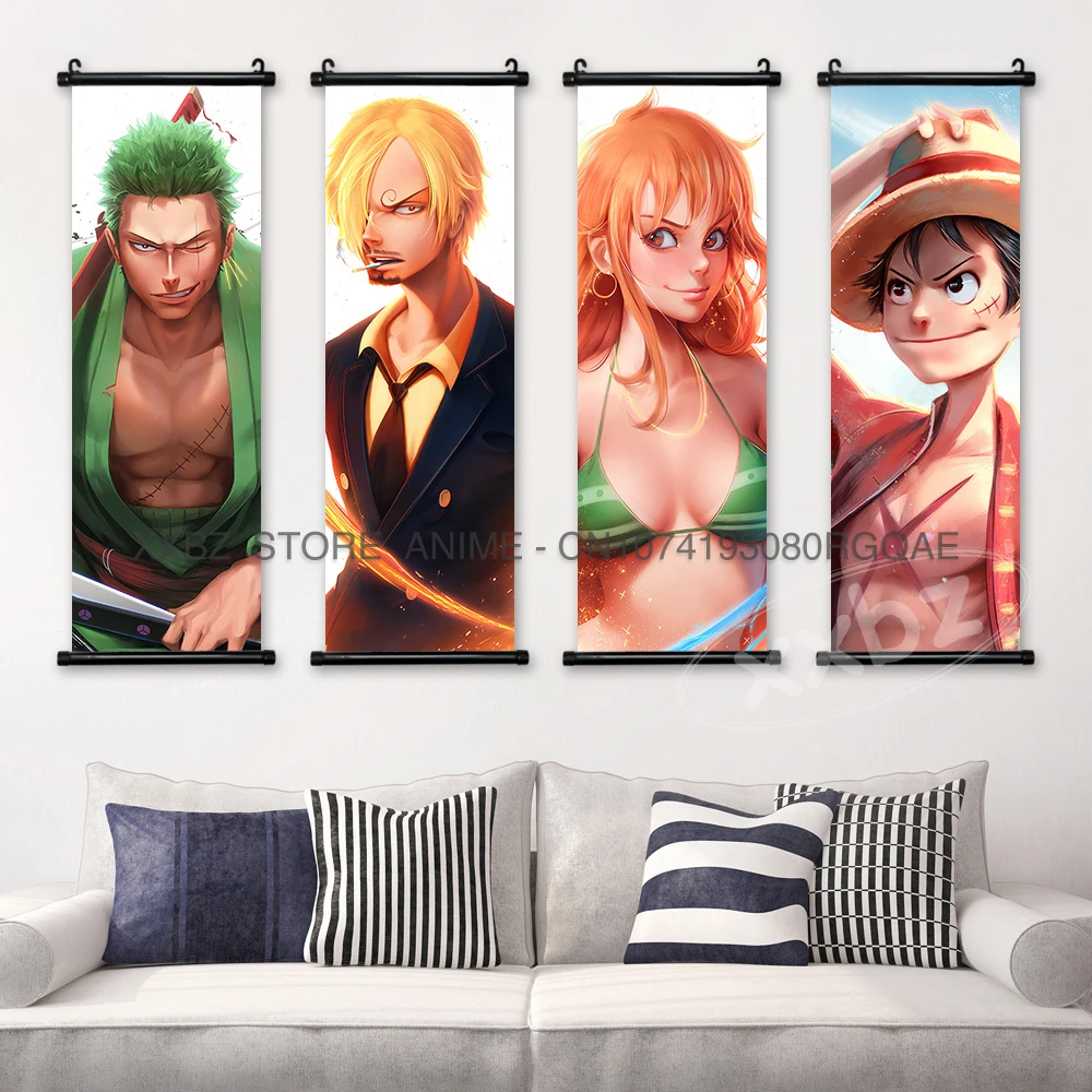 ONE PIECE Scrolls Picture Anime Home Decoration Nico Robin Hanging Painting Zoro Wall Artwork Latest Bedroom Luffy Canvas Poster