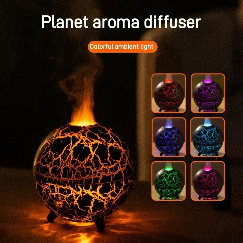 

2024 New Ultrasonic Crack Planet Aromatherapy Machine Colorful Lights Can Be Add to Essential Oils Bedroom Charging Night Light