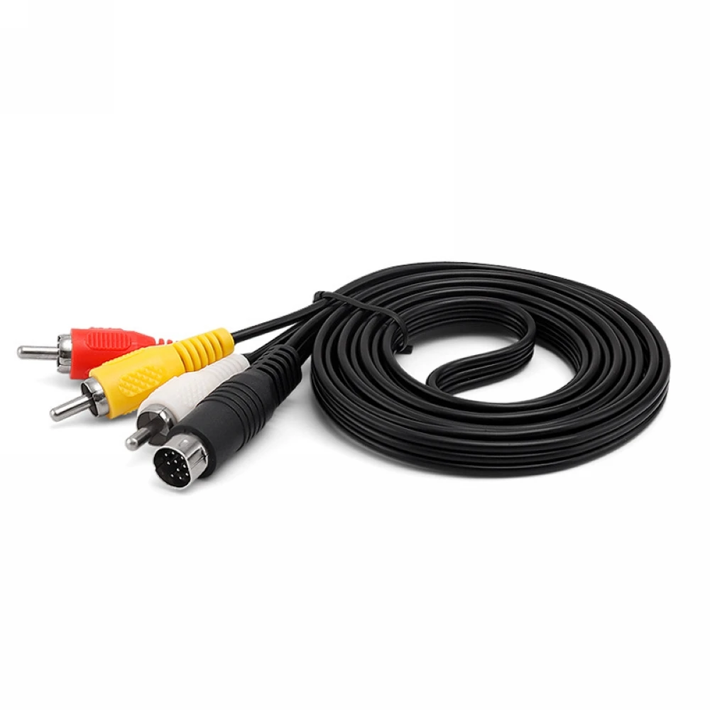 Sega Saturn Plug Audio Video AV Cable 1.8 Meter Connection line 3RCA to 10 Pin Adapter Cable