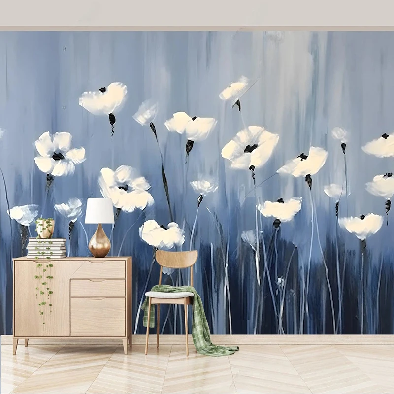 Custom Mural Wallpaper European Vintage Oil Painting Hand-painted Flowers Living Room TV Sofa Bedroom Home Decor Papel De Parede