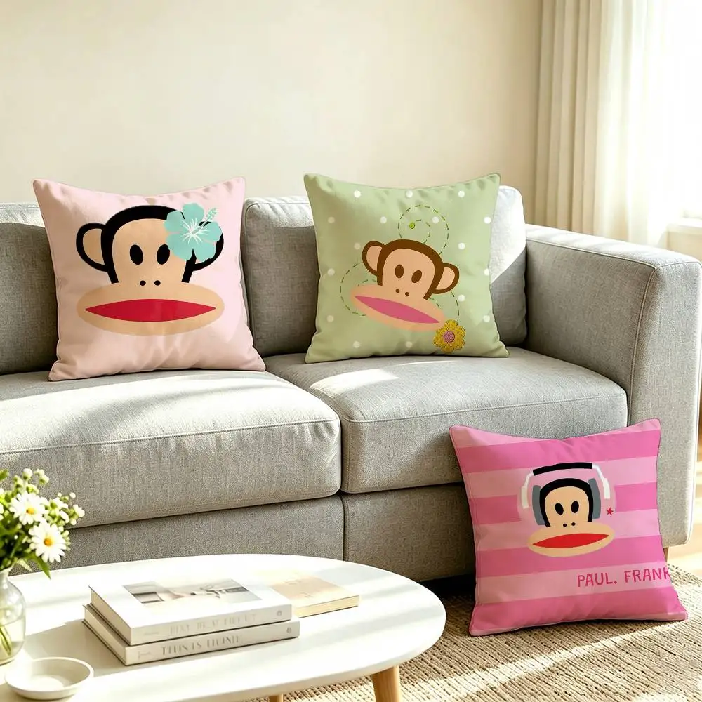 M-Monkey Paul Frank Cartoon Pillow Case Square Double-Sided Sofa Cushion Cover Bedroom Bedside Pillow