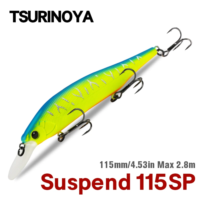 TSURINOYA Artificial Fishing Lure Wobbler 115mm 17.2g Suspending Minnow Hard Bait Tungsten Weight Sinking Lures Pesca Peche