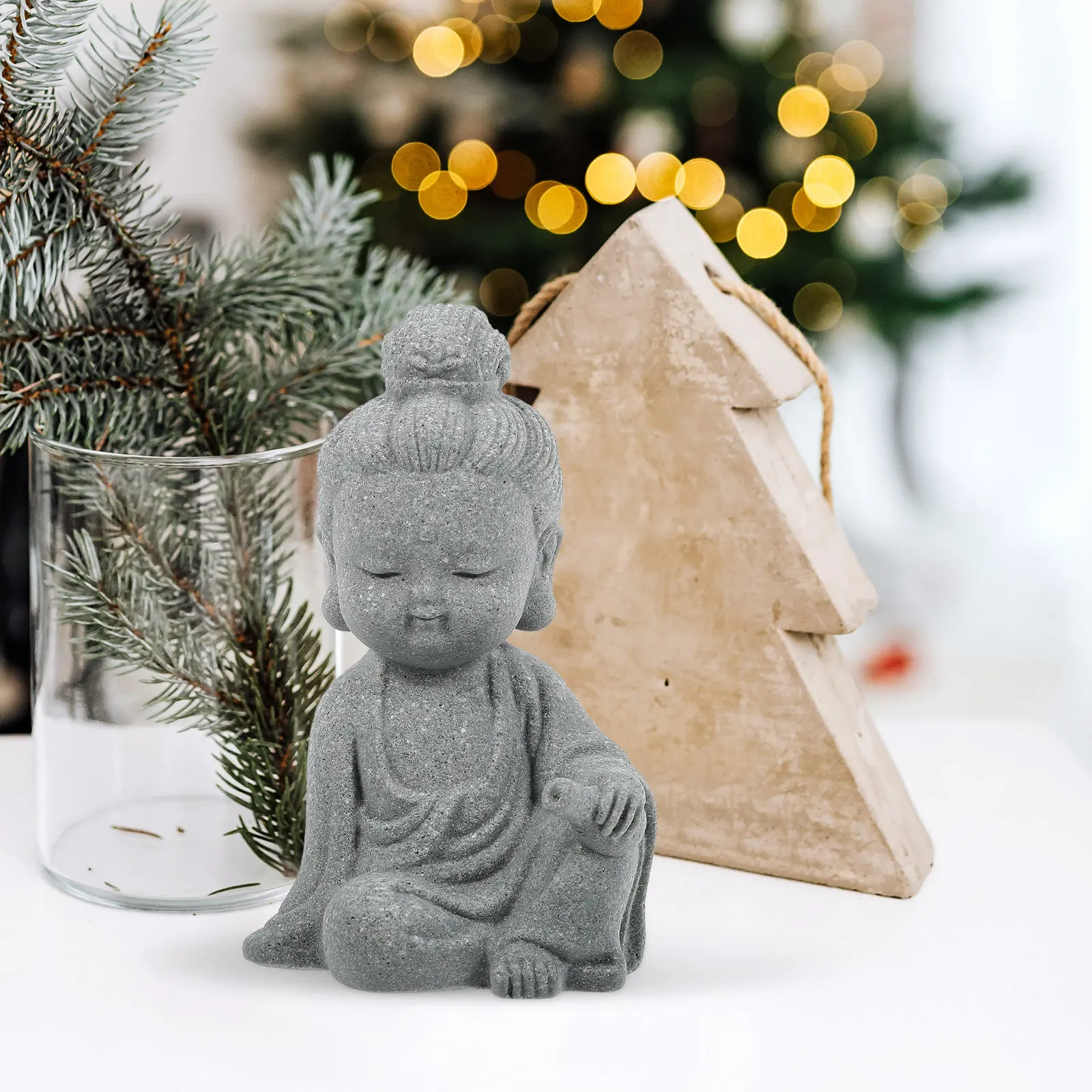 Resin Buddha Statue Mini Desktop Ornament for Home Office Garden Decor Fine Craftsmanship Smooth Surface Easy Clean view 5