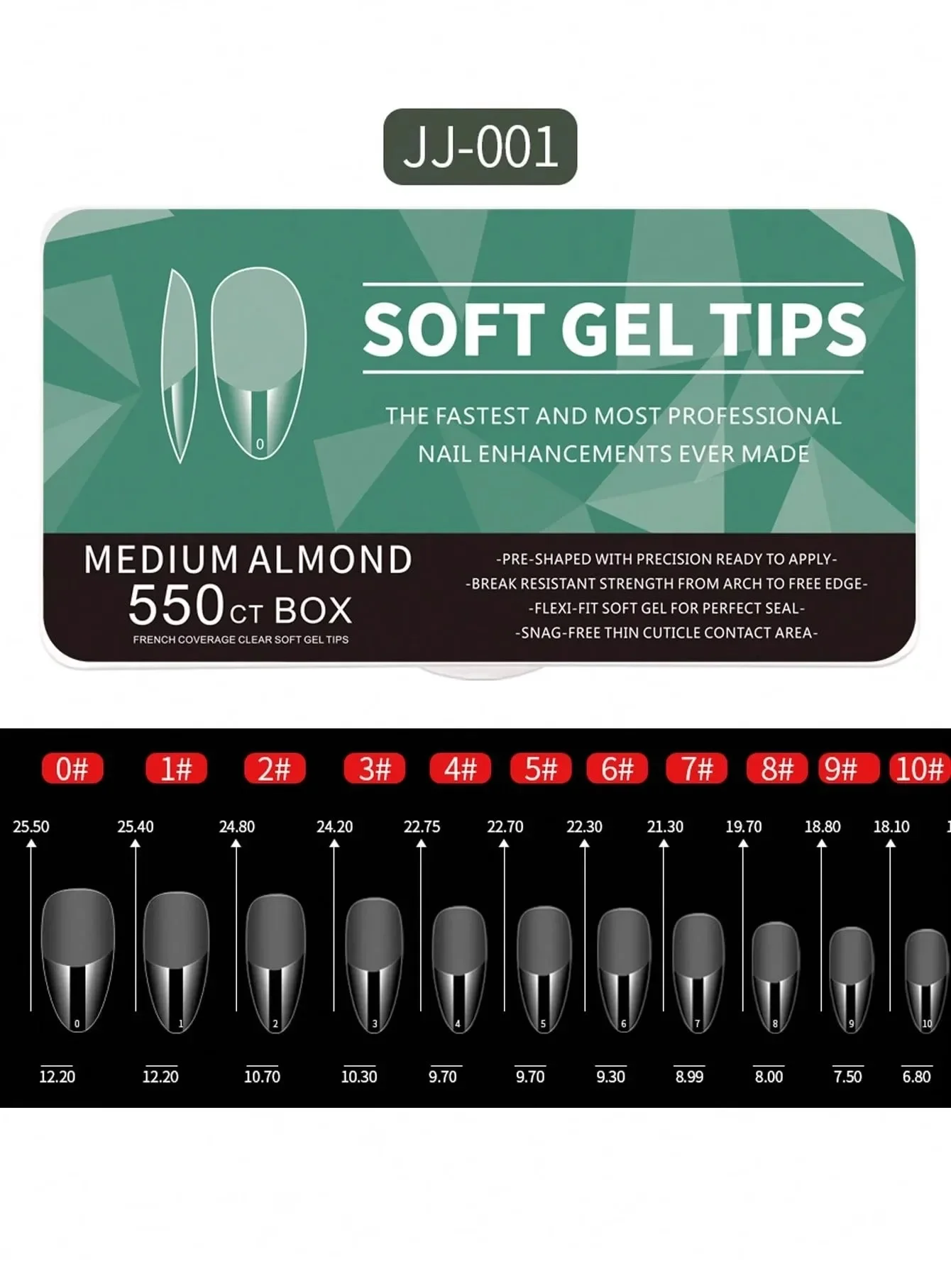 

@ ** Мягкие гелевые типсы для маникюра «сделай сам» — 550 шт., матовые, с полным покрытием, средние короткие миндалевидные пресс для гроба на декора ногтей