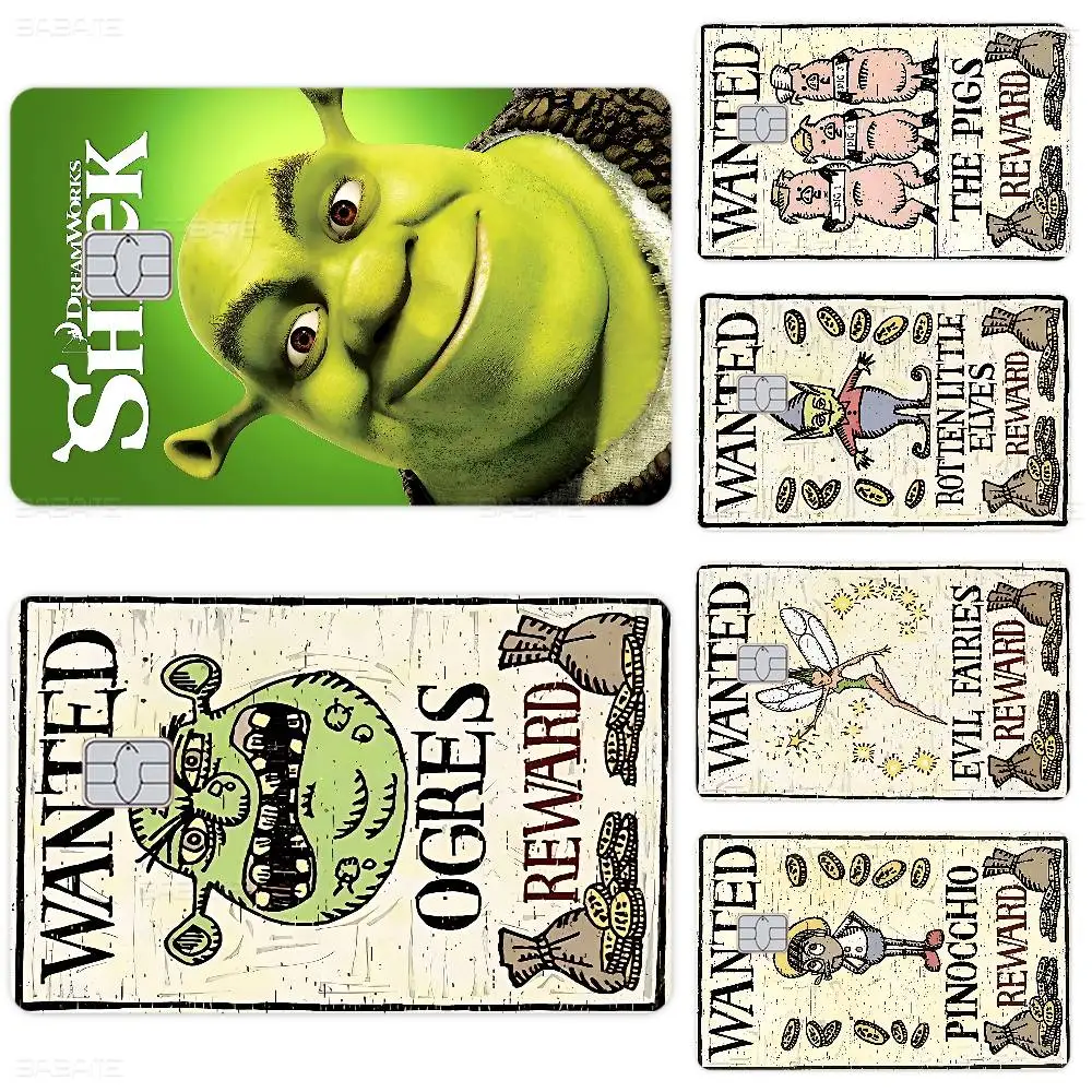 شريط لاصق من الجلد لفيلم S-Shrek 2 باللون الذهبي والفضي والأسود غير اللامع لبطاقة الخصم الائتماني للبنك