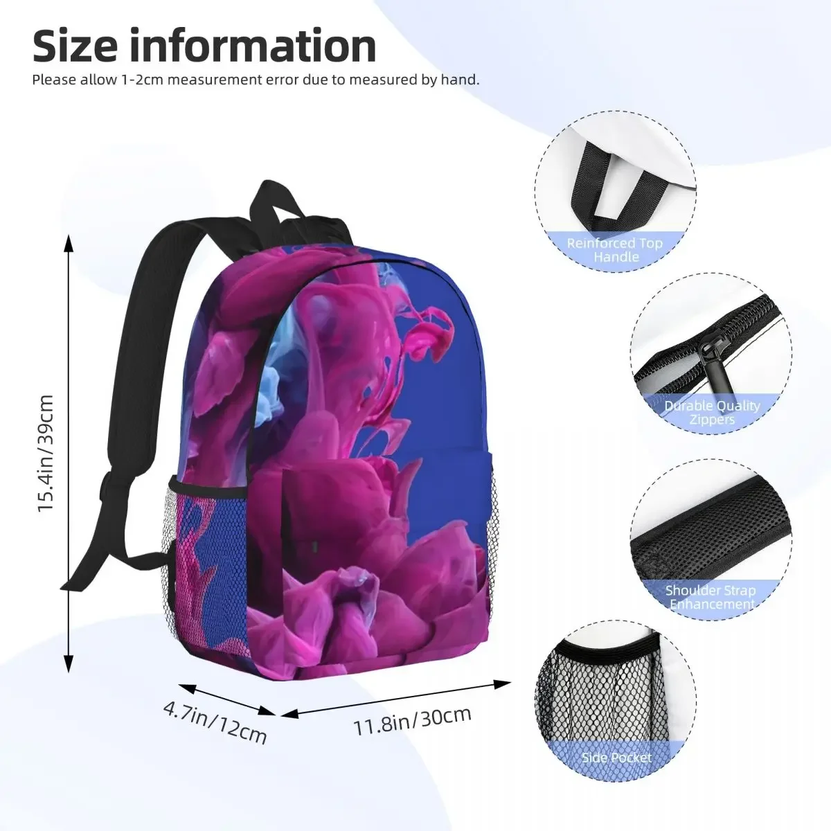 Silky Smooth Pinky Blue Backpacks Teenager Bookbag Casual Children School Bags Travel Rucksack Shoulder Bag Large Capacity