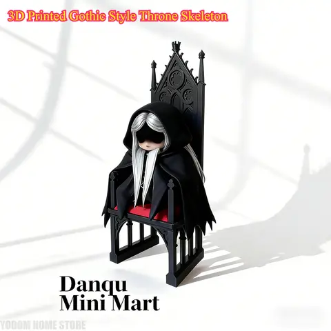 3D Printed Gothic Style Throne Skeleton - Design Chair for Home Accessories BJD Doll Decoration