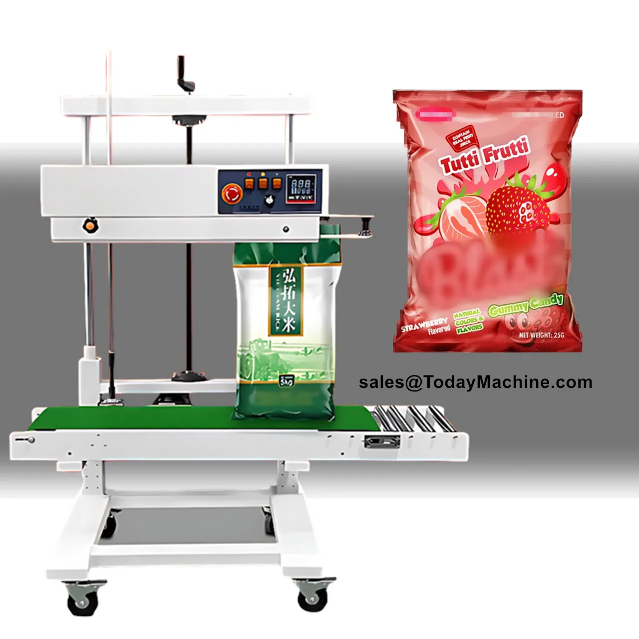 

Continuous Band Horizontal Plastic Film Bags Heat Sealer Ink Roll Date Print Sealing Machine