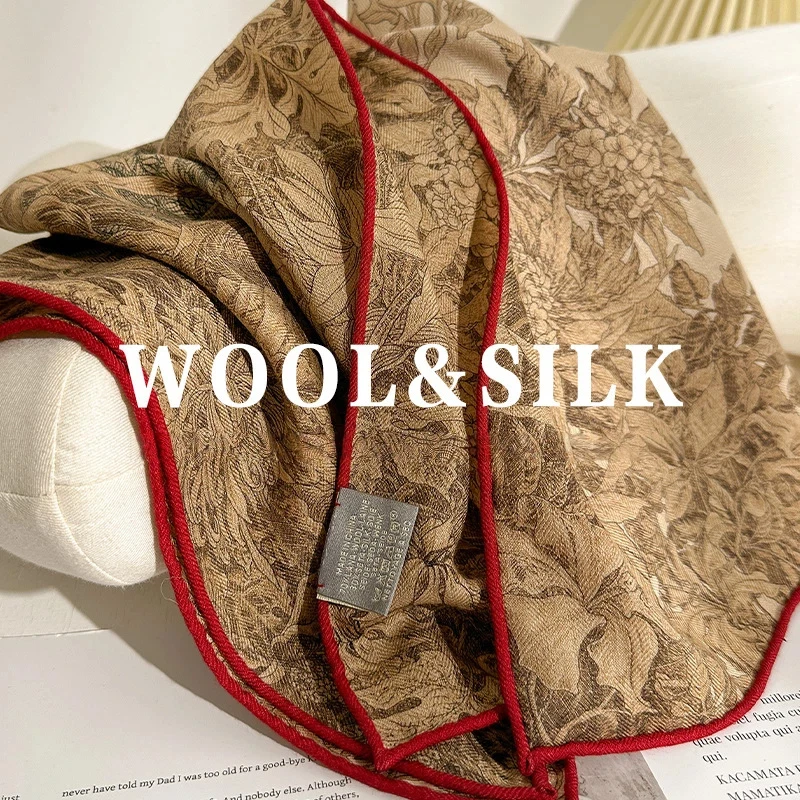 

30% Silk 70% Wool Winter Scarves Woman Autumn Winter Brand Luxury Scarf Silk Wool Neck Warmer Women's Winter Shawls