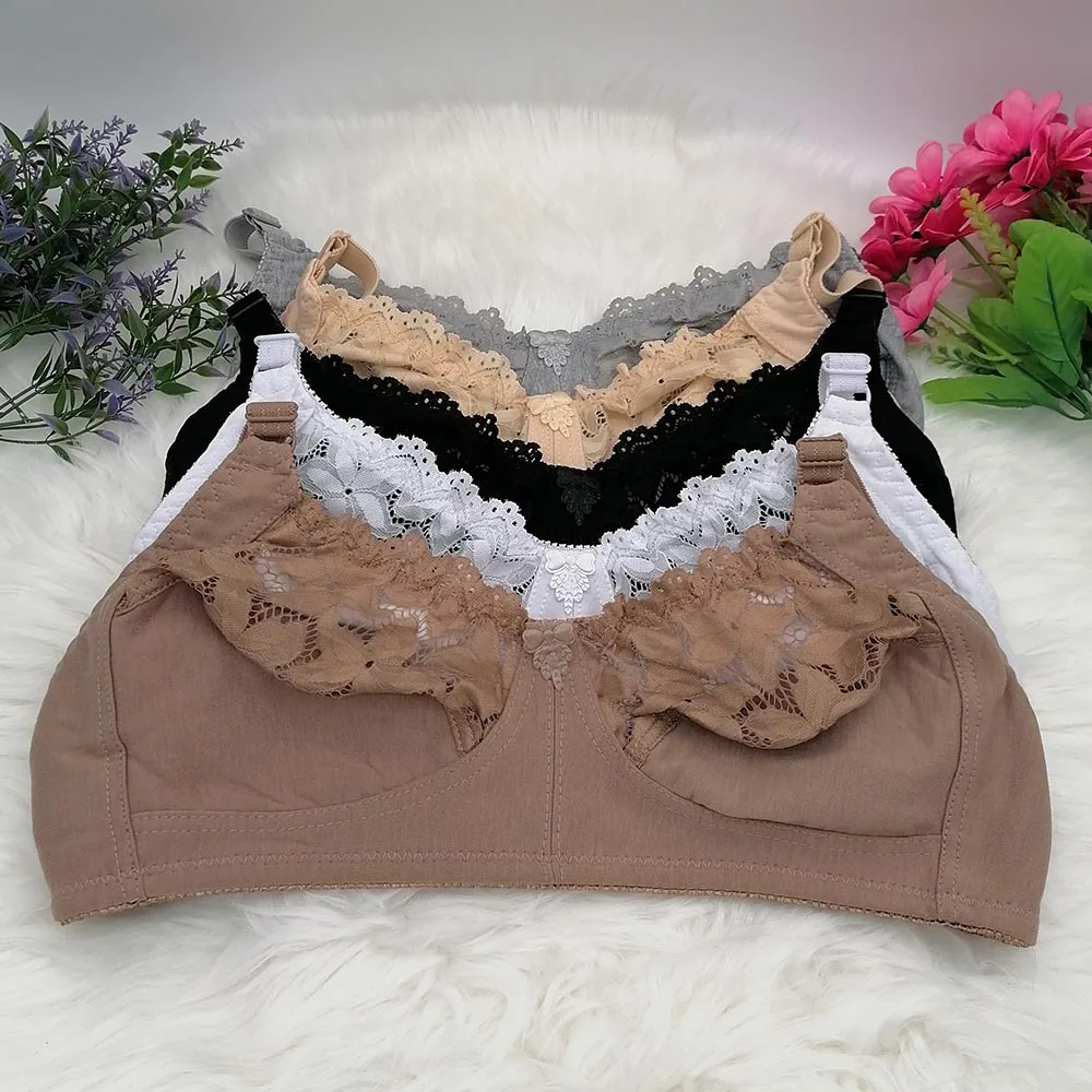 Reggiseni di pizzo sexy bianco kaki puro per le donne Reggiseno sottile e traspirante Biancheria intima morbida senza fili Lingerie di pizzo Taglia 34D 36D 38D 40D 42D C31