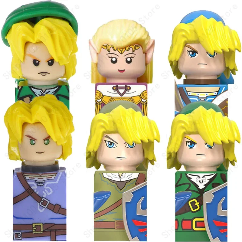 6 Style Mini Action Figs The Legend of Zeldaed Building Block Princess Zelda Link WM6053 KF2025 Bricks