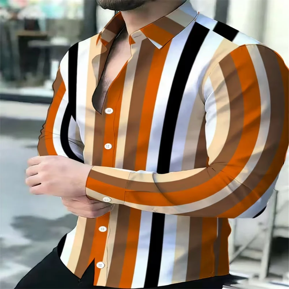 Men's Ethnic Geometric Diamond Print Long Sleeve Shirt Mandarin Collar Half Button‑Up Henley Shirts Casual Business Daily Men To