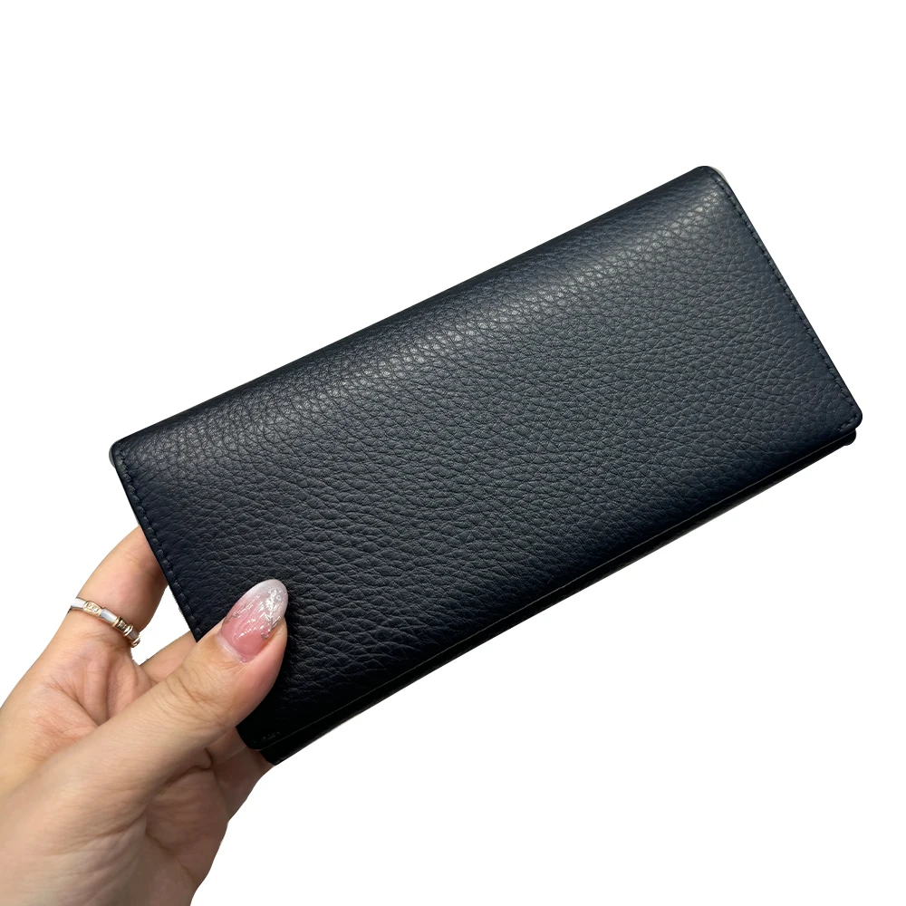 Carteira longa de cor sólida feminina nicho design moda simples grande capacidade saco luxo temperamento multi camada carteira clássica